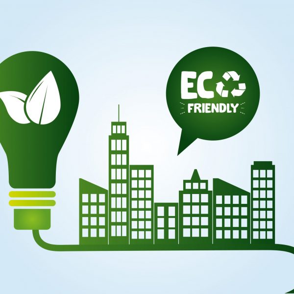 city energy light bulb eco friendly vector illustration